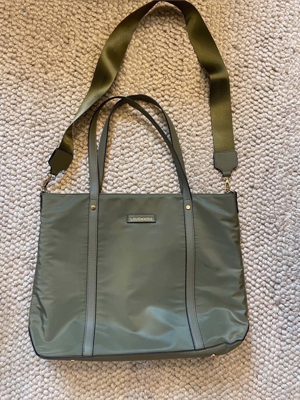 Louenhide Travel Olive Green Tote Bag with Detachable Strap